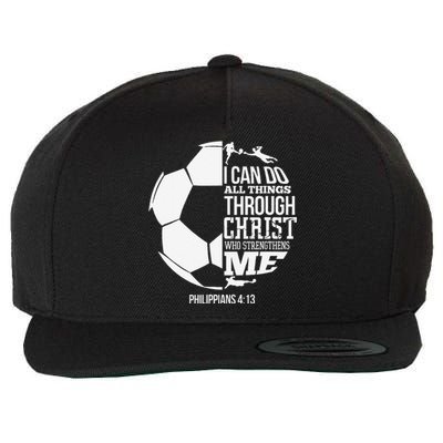 I Can Do All Things Through Christ Soccer Player Christian Wool Snapback Cap