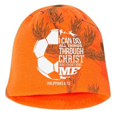 I Can Do All Things Through Christ Soccer Player Christian Kati - Camo Knit Beanie