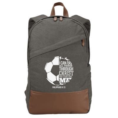 I Can Do All Things Through Christ Soccer Player Christian Cotton Canvas Backpack