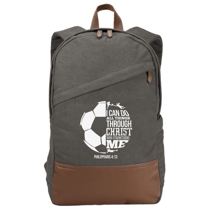 I Can Do All Things Through Christ Soccer Player Christian Cotton Canvas Backpack