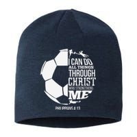 I Can Do All Things Through Christ Soccer Player Christian Sustainable Beanie