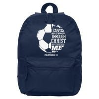 I Can Do All Things Through Christ Soccer Player Christian 16 in Basic Backpack