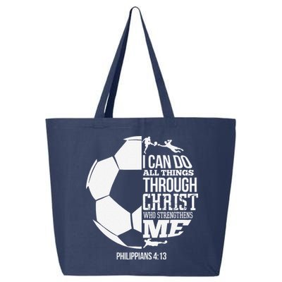 I Can Do All Things Through Christ Soccer Player Christian 25L Jumbo Tote