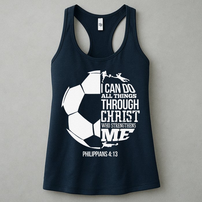 I Can Do All Things Through Christ Soccer Player Christian Womens Tank Top