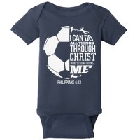 I Can Do All Things Through Christ Soccer Player Christian Baby Bodysuit