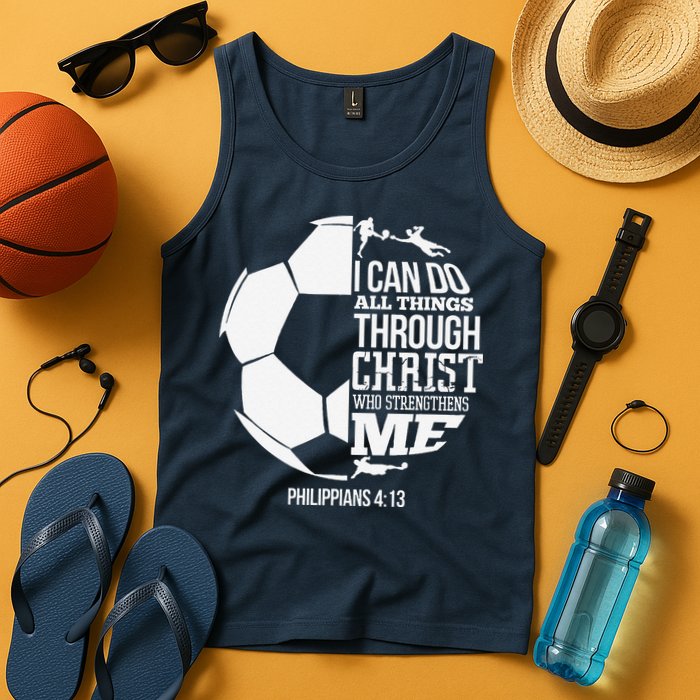 I Can Do All Things Through Christ Soccer Player Christian Tank Top