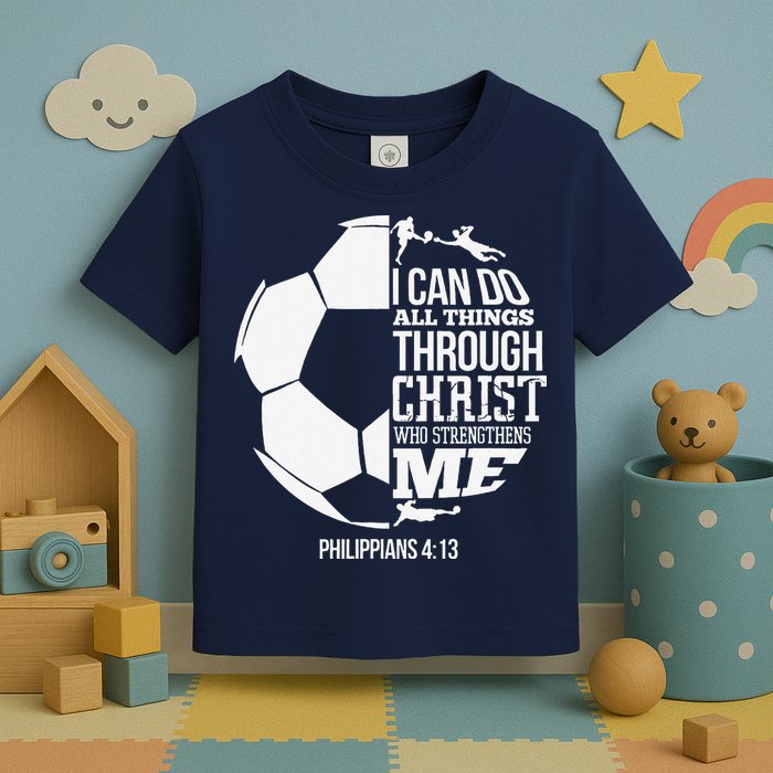 I Can Do All Things Through Christ Soccer Player Christian Toddler T-Shirt