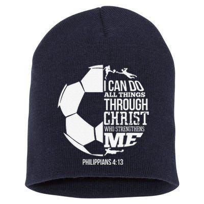 I Can Do All Things Through Christ Soccer Player Christian Short Acrylic Beanie