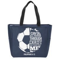 I Can Do All Things Through Christ Soccer Player Christian Zip Tote Bag