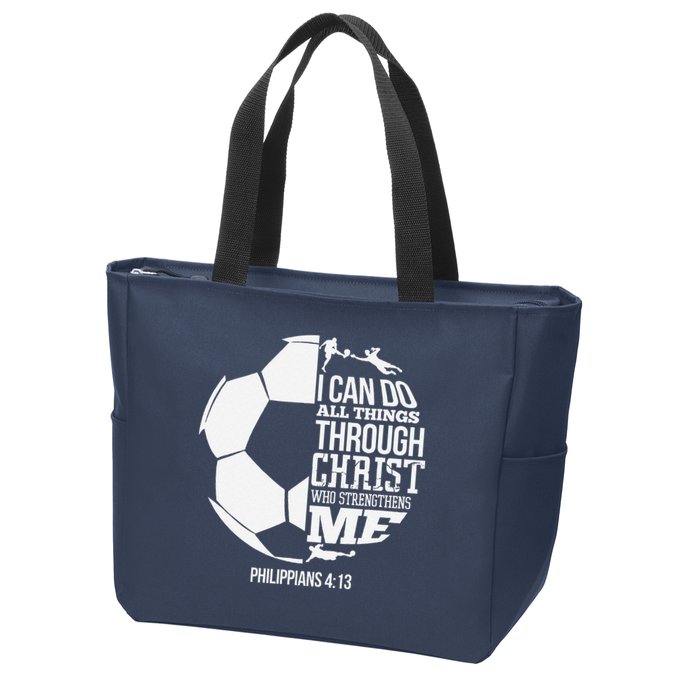 I Can Do All Things Through Christ Soccer Player Christian Zip Tote Bag