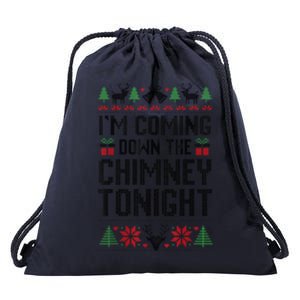 IM Coming Down The Chimney Tonight Funny Couples Matching Drawstring Bag