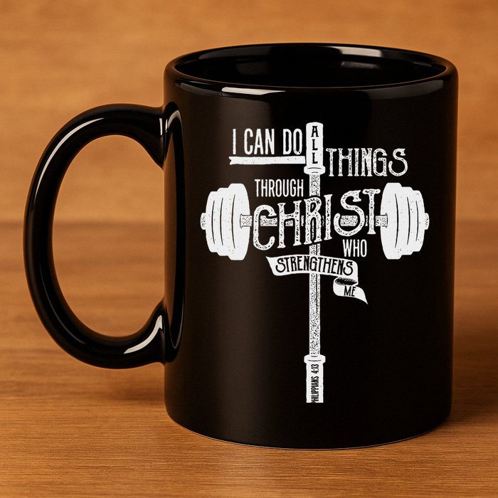 I Can Do All Things Through Christ Christian Bible Workout 11oz C Handle Ceramic Mug