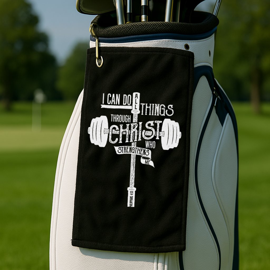 I Can Do All Things Through Christ Christian Bible Workout Golf Towel