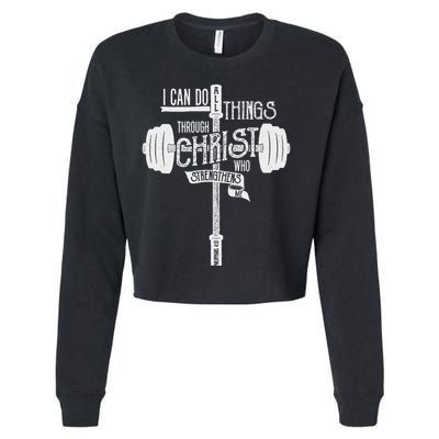 I Can Do All Things Through Christ Christian Bible Workout Cropped Pullover Crew