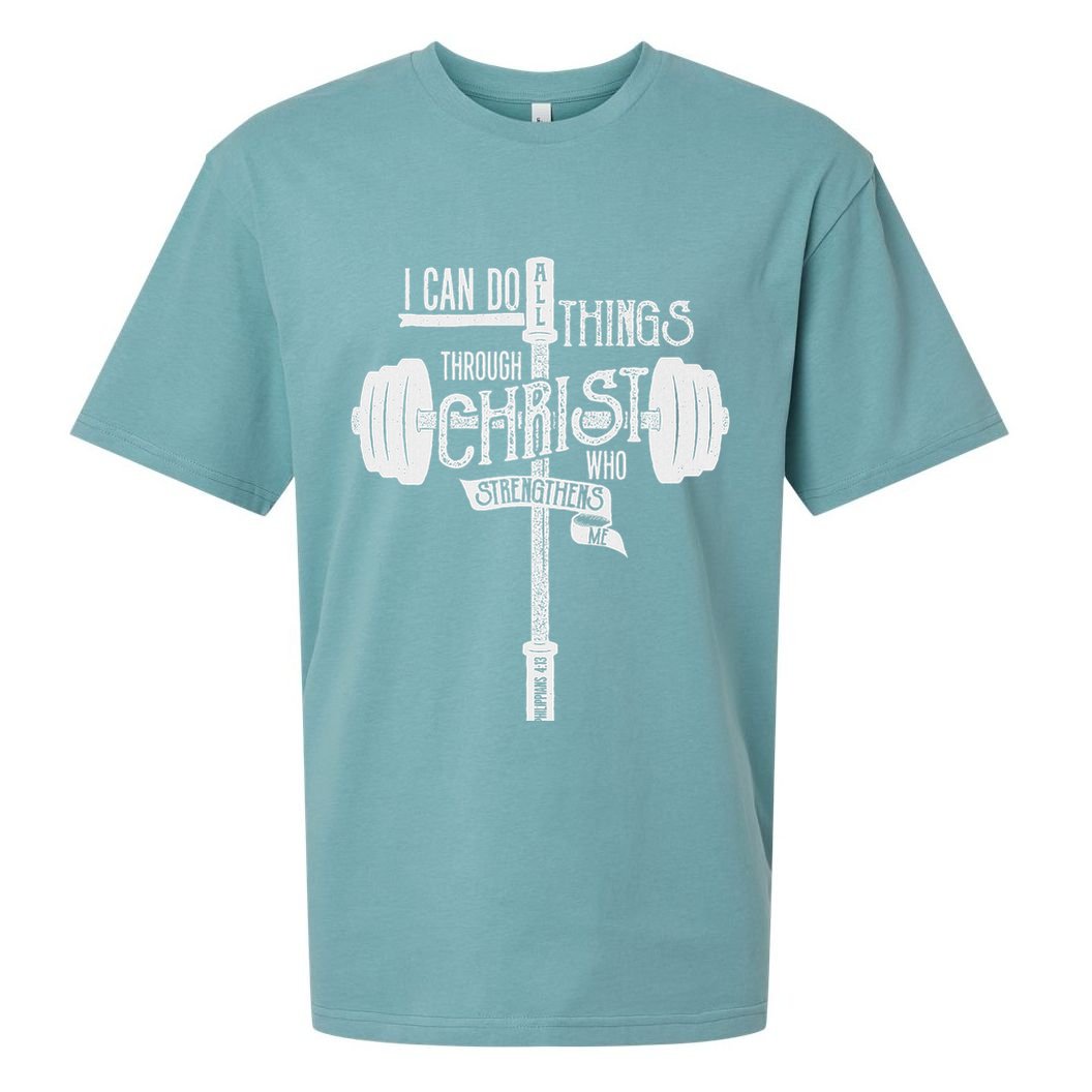 I Can Do All Things Through Christ Christian Bible Workout Sueded Cloud Jersey T-Shirt