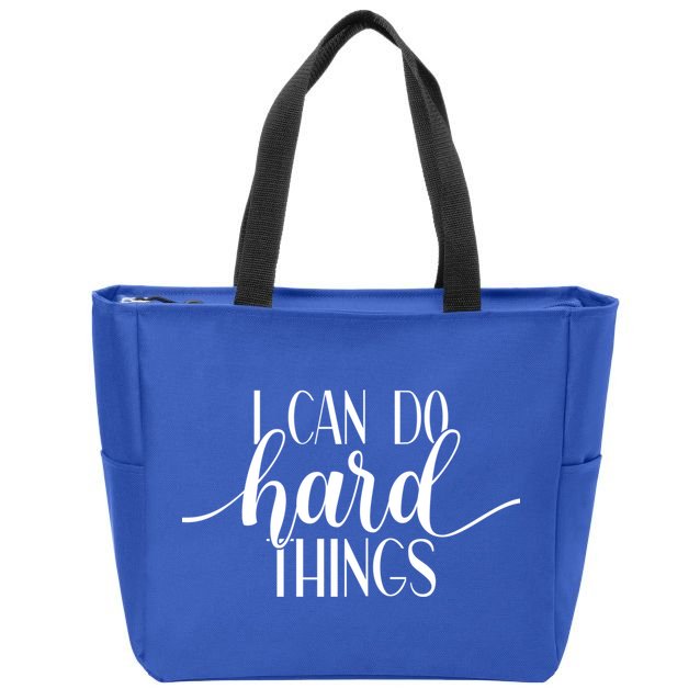 I Can Do Hard Things Gym Motivation Fitness Inspirational Meaningful Gift Zip Tote Bag