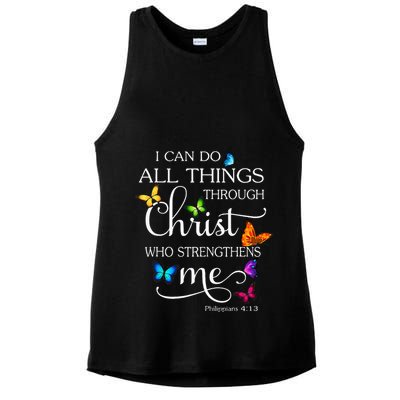 I Can Do All Things Through Christ Butterfly Art Religious Ladies PosiCharge Tri-Blend Wicking Tank