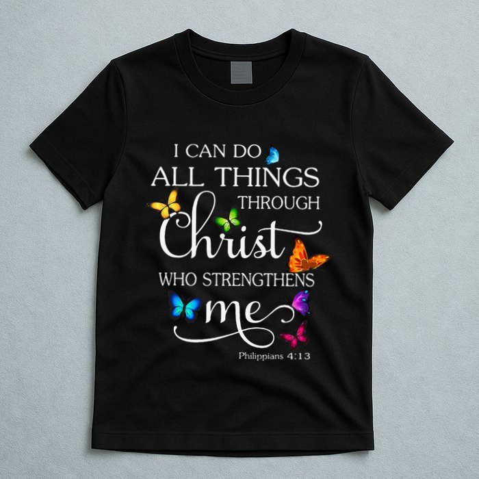 I Can Do All Things Through Christ Butterfly Art Religious T-Shirt