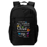 I Can Do All Things Through Christ Butterfly Art Religious Backpack