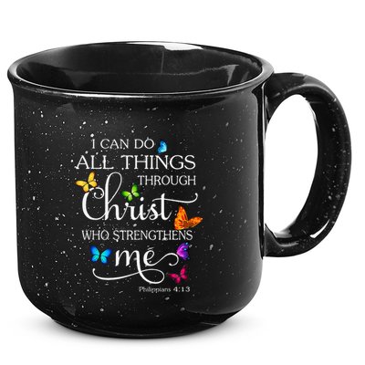 I Can Do All Things Through Christ Butterfly Art Religious 15oz Campfire Ceramic Mug