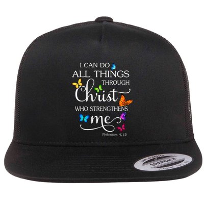 I Can Do All Things Through Christ Butterfly Art Religious Flatbill Hat