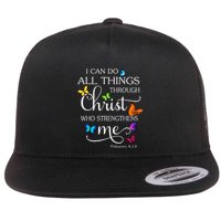 I Can Do All Things Through Christ Butterfly Art Religious Flatbill Hat