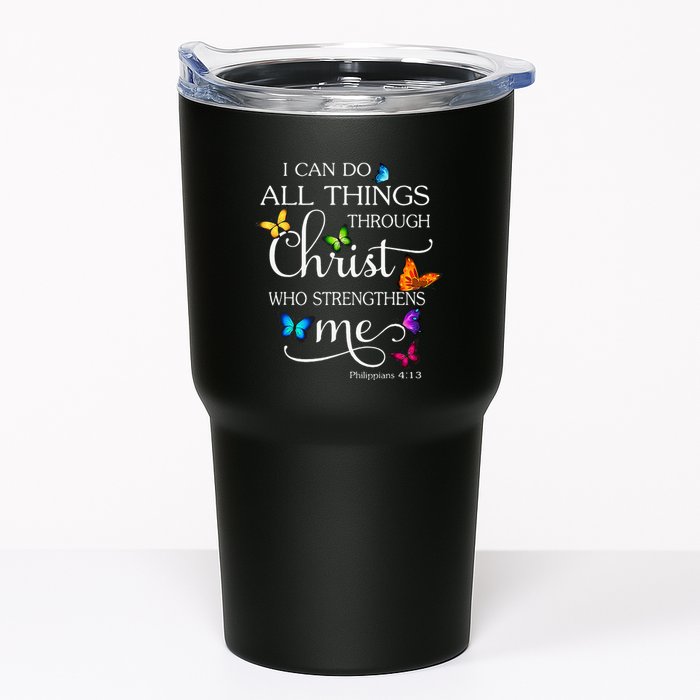 I Can Do All Things Through Christ Butterfly Art Religious Tumbler