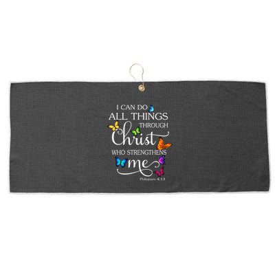 I Can Do All Things Through Christ Butterfly Art Religious Large Microfiber Waffle Golf Towel
