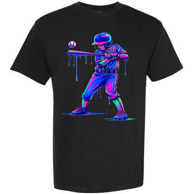 Ice Cream Drip Baseball Melting Bat Player Garment-Dyed Heavyweight T-Shirt