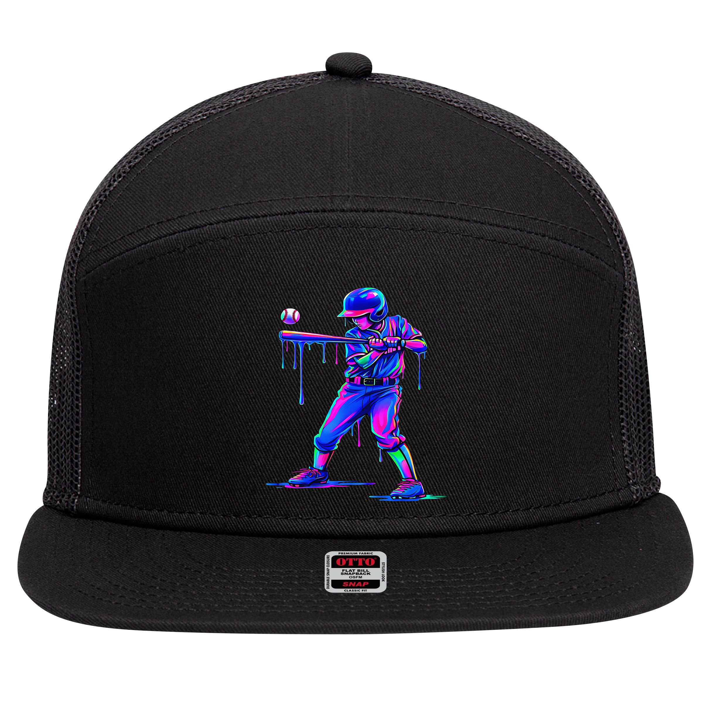 Ice Cream Drip Baseball Melting Bat Player 7 Panel Mesh Trucker Snapback Hat