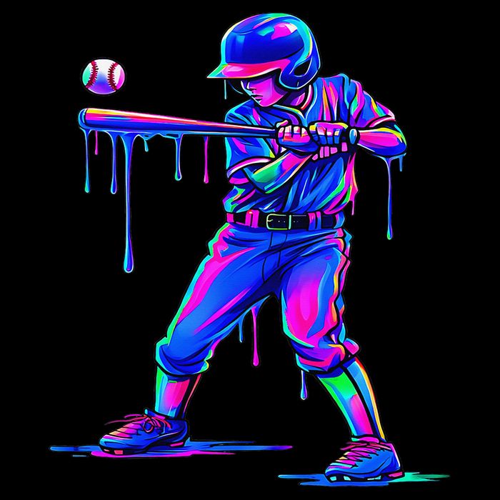 Ice Cream Drip Baseball Melting Bat Player Flexfit Unipanel Trucker Cap
