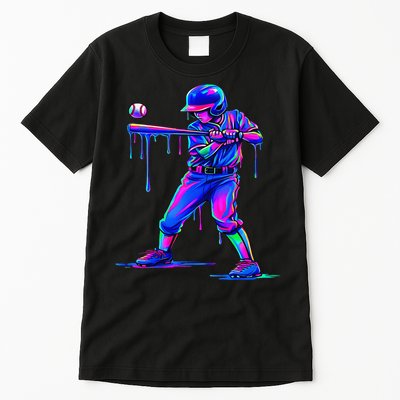 Ice Cream Drip Baseball Melting Bat Player Tall T-Shirt