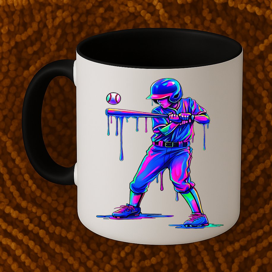 Ice Cream Drip Baseball Melting Bat Player Mug