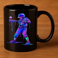 Ice Cream Drip Baseball Melting Bat Player 11oz C Handle Ceramic Mug