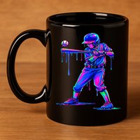 Ice Cream Drip Baseball Melting Bat Player 11oz C Handle Ceramic Mug