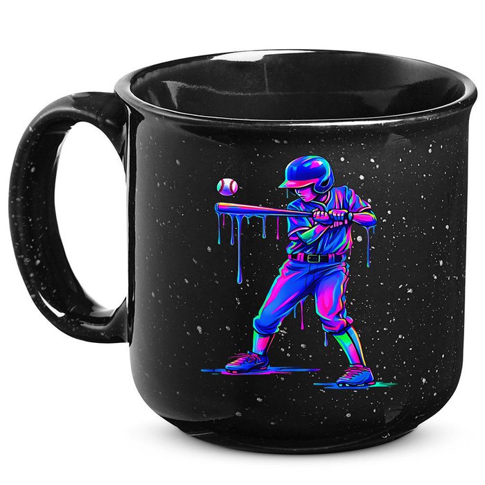 Ice Cream Drip Baseball Melting Bat Player 15oz Campfire Ceramic Mug
