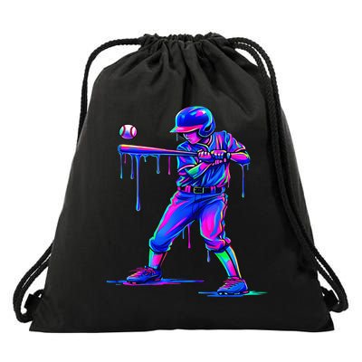 Ice Cream Drip Baseball Melting Bat Player Drawstring Bag