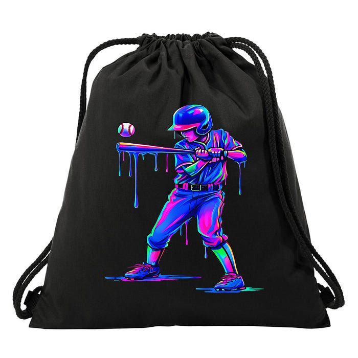 Ice Cream Drip Baseball Melting Bat Player Drawstring Bag