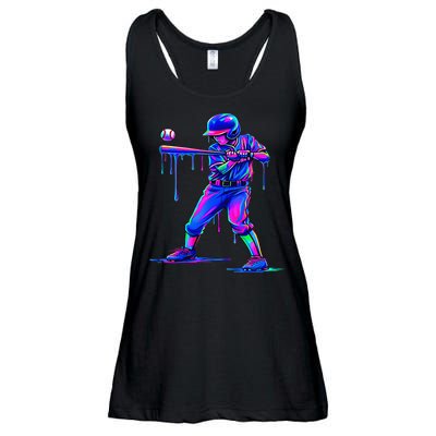 Ice Cream Drip Baseball Melting Bat Player Ladies Essential Flowy Tank