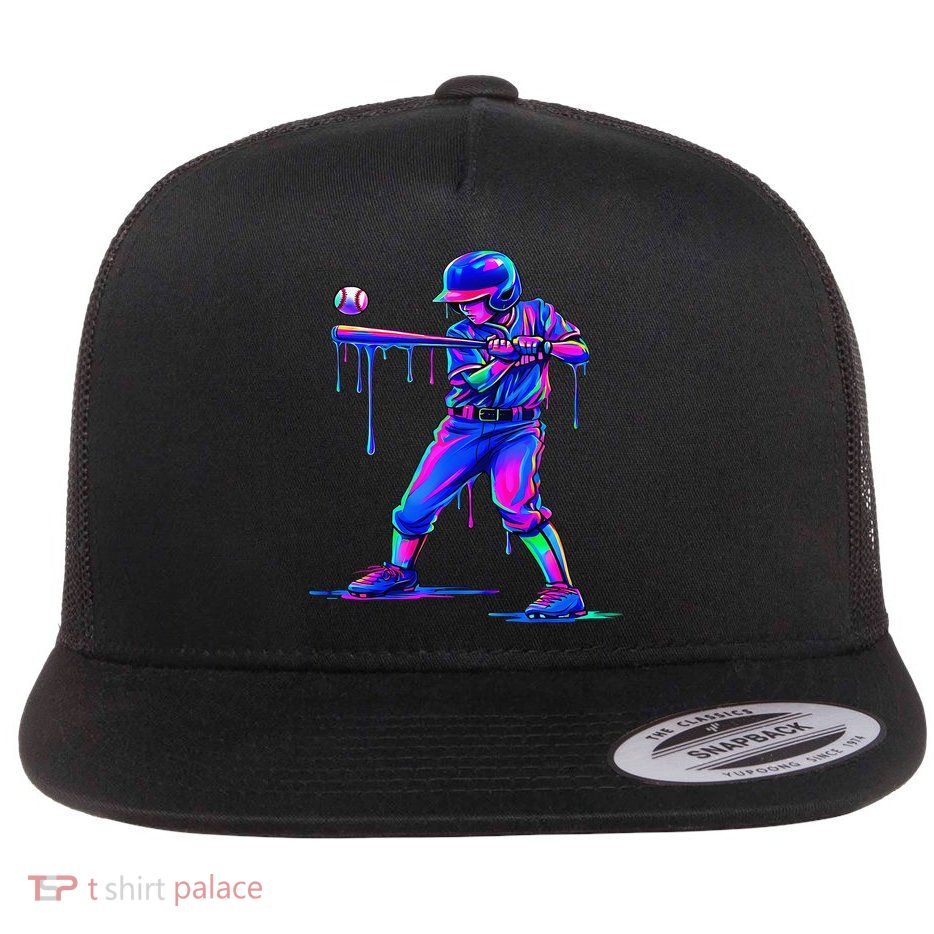 Ice Cream Drip Baseball Melting Bat Player Flatbill Hat
