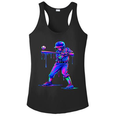 Ice Cream Drip Baseball Melting Bat Player Ladies PosiCharge Competitor Racerback Tank