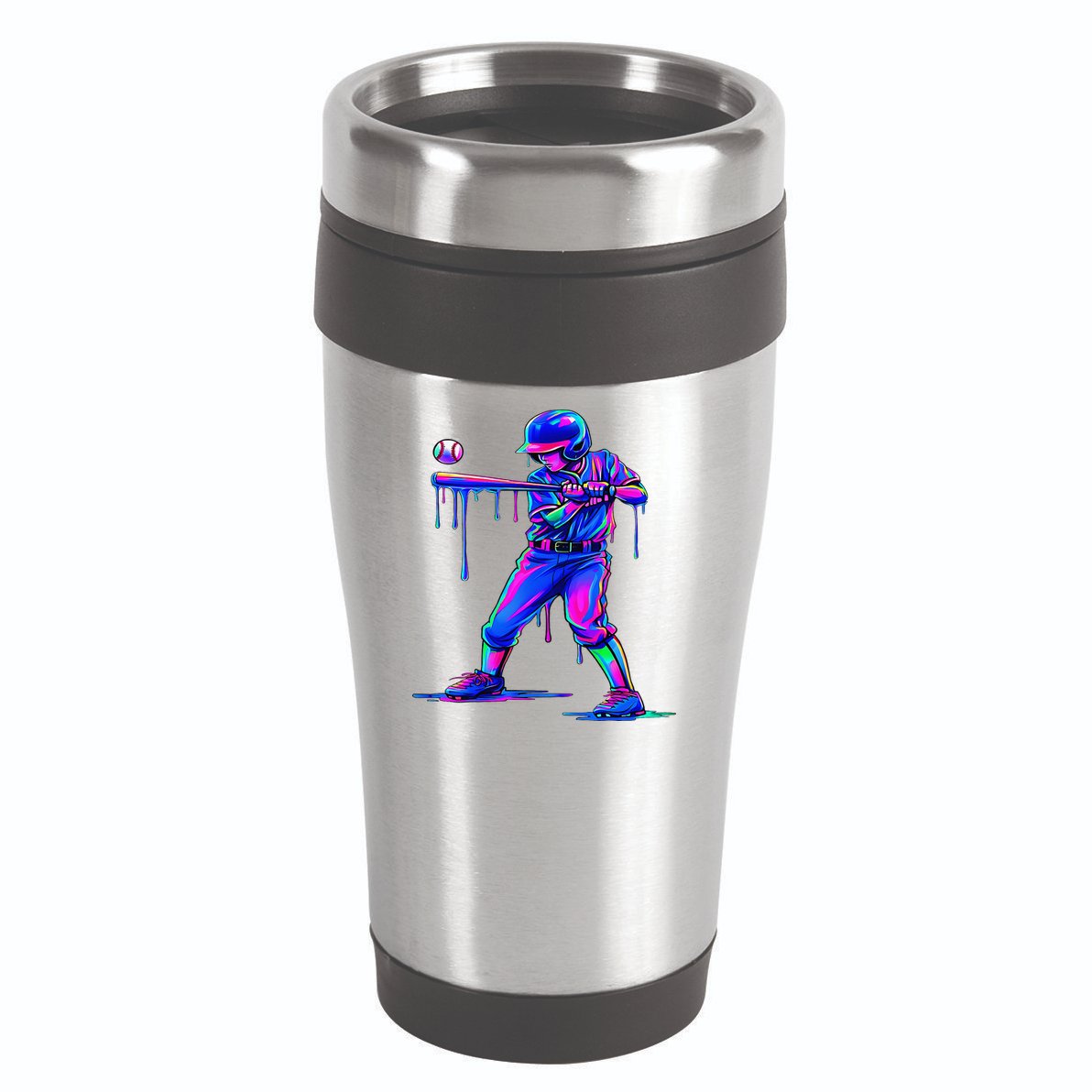 Ice Cream Drip Baseball Melting Bat Player 16oz Travel Tumbler
