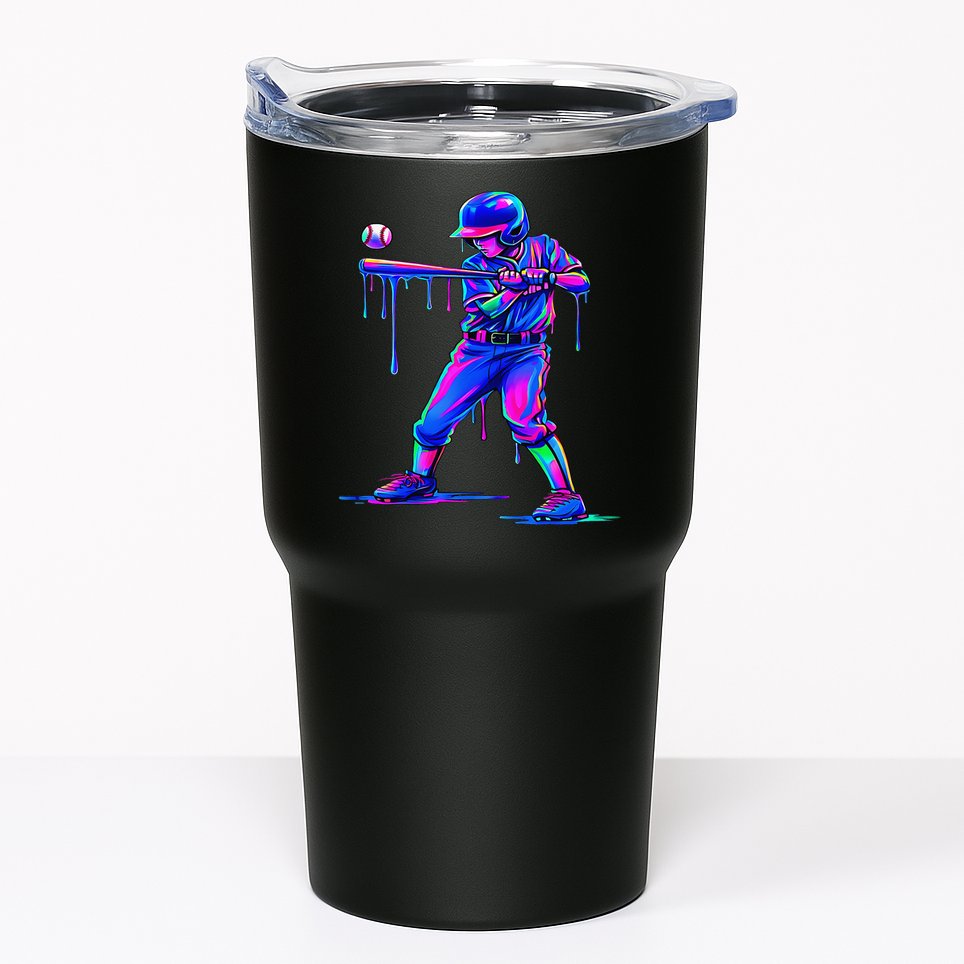 Ice Cream Drip Baseball Melting Bat Player Tumbler