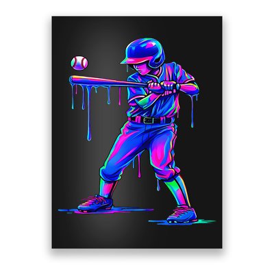 Ice Cream Drip Baseball Melting Bat Player Poster