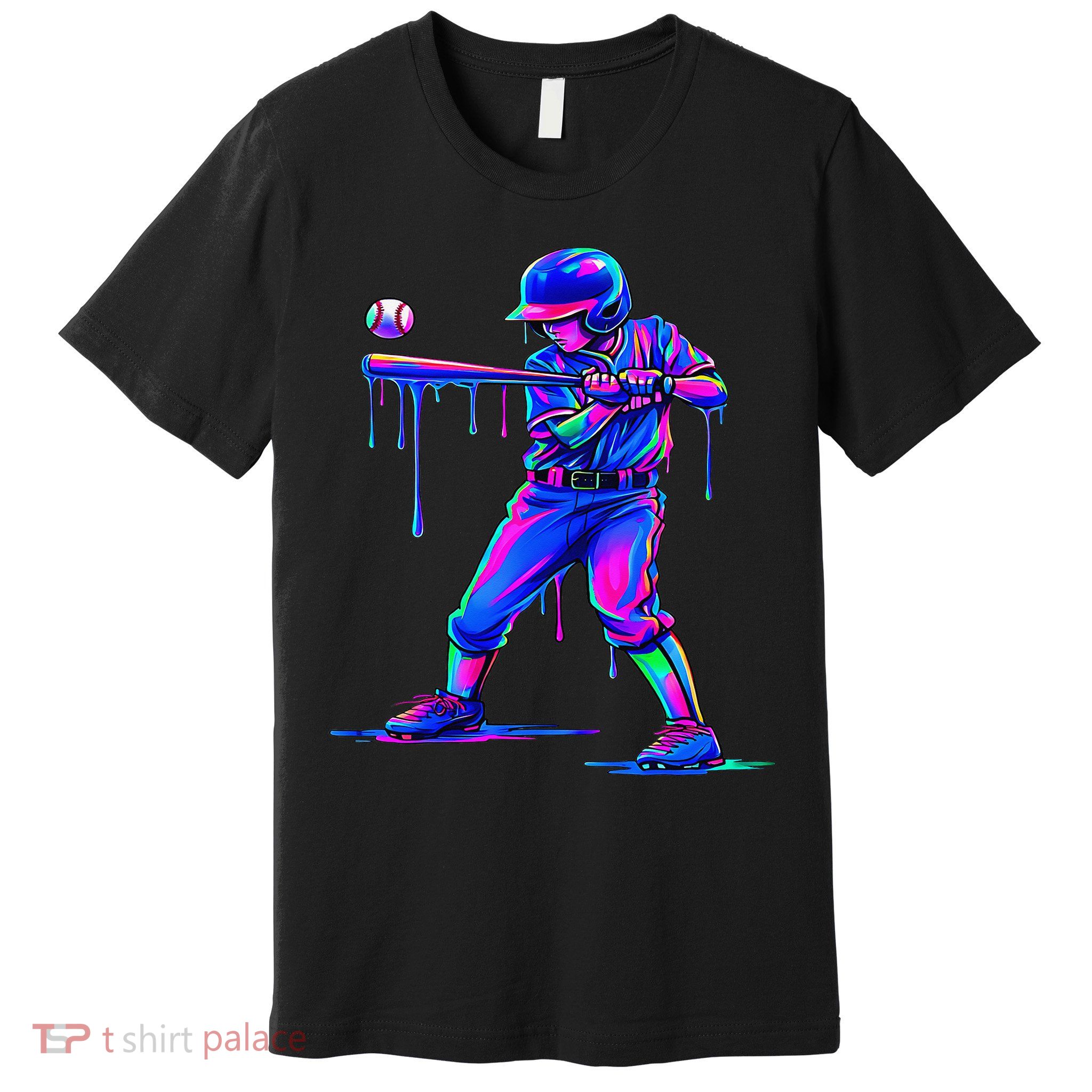 Ice Cream Drip Baseball Melting Bat Player Premium T-Shirt