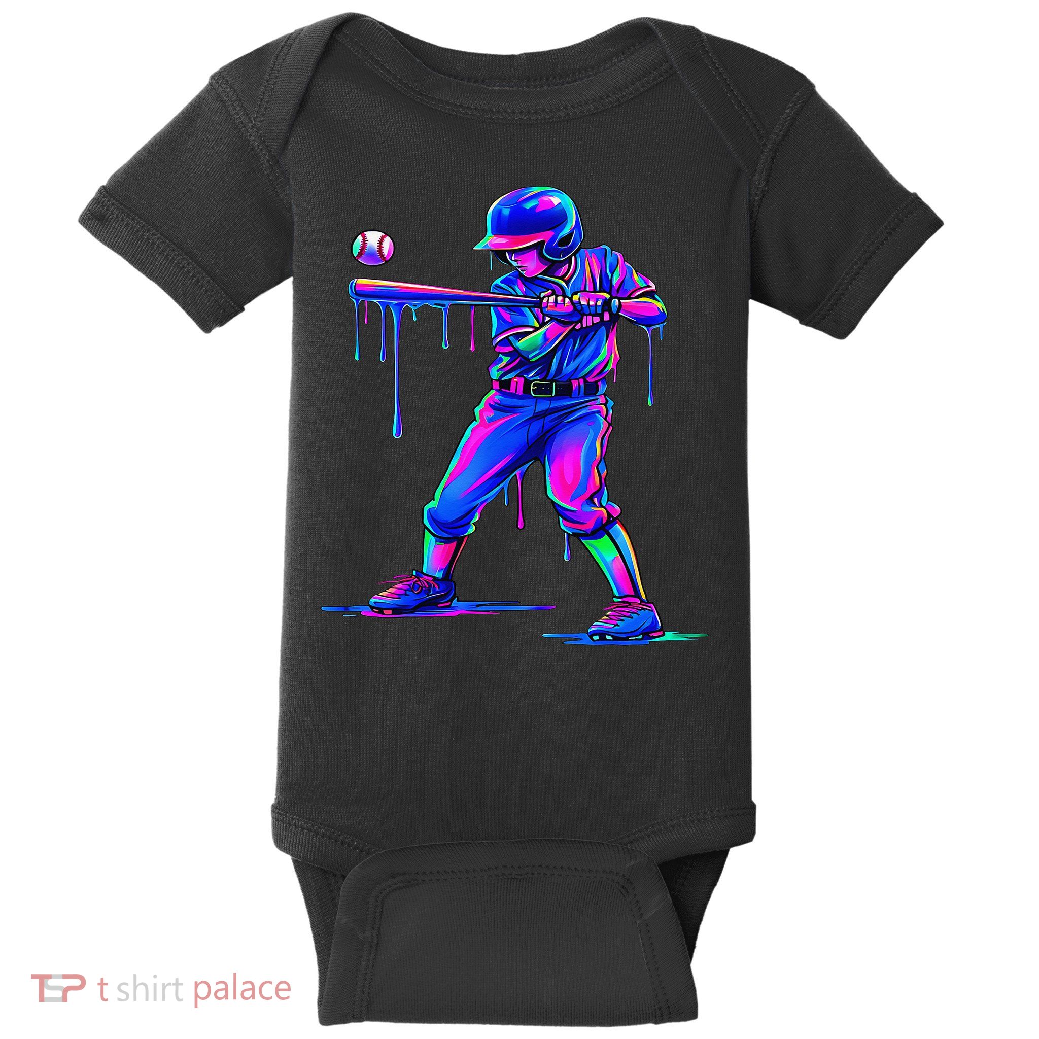 Ice Cream Drip Baseball Melting Bat Player Baby Bodysuit