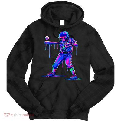 Ice Cream Drip Baseball Melting Bat Player Tie Dye Hoodie