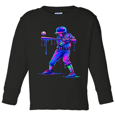 Ice Cream Drip Baseball Melting Bat Player Toddler Long Sleeve Shirt