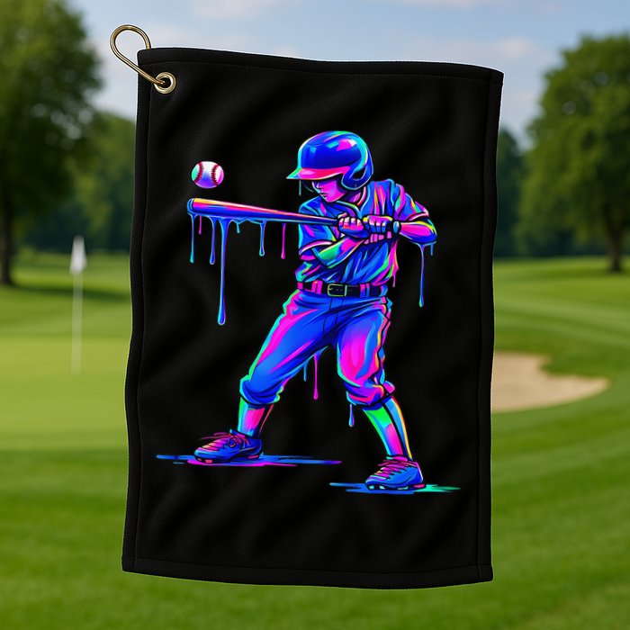 Ice Cream Drip Baseball Melting Bat Player Golf Towel