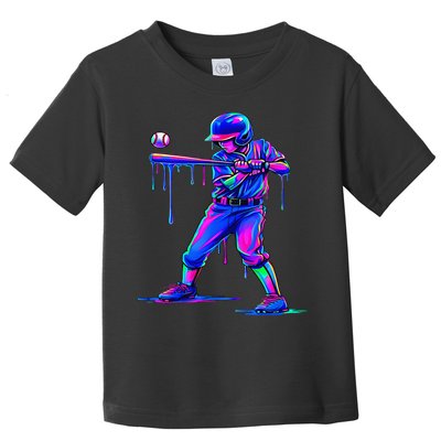 Ice Cream Drip Baseball Melting Bat Player Toddler T-Shirt